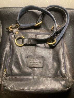 2 Vintage leather Crossbody bags  Fossil and high end  with Brass